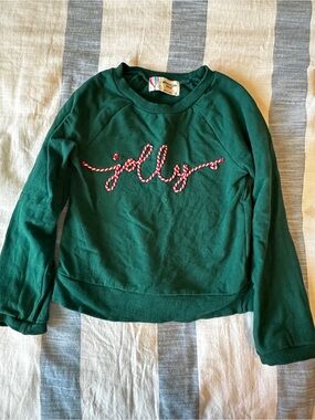 Green 'Jolly' Crewneck Sweatshirt for Kids
